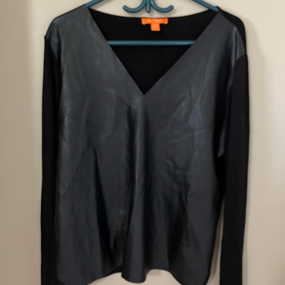 Faux leather front